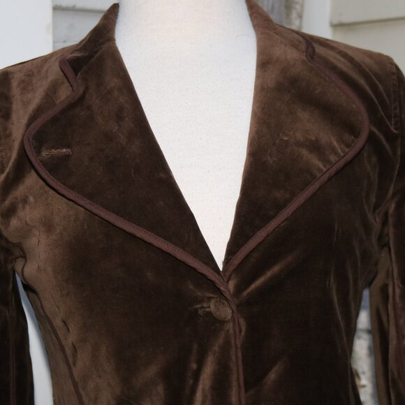 GAP Brown Stretch Cotton Velvet 1 Button Short Jacket Sz 4 - Picture 2 of 7